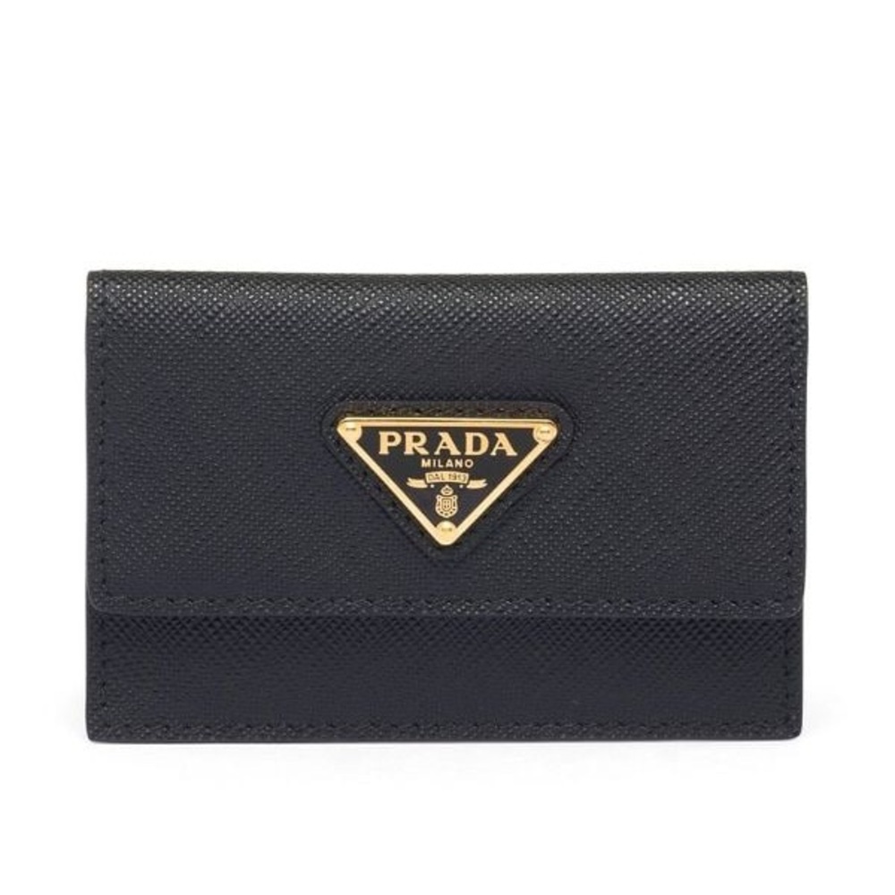 Prada black and gold card wallet